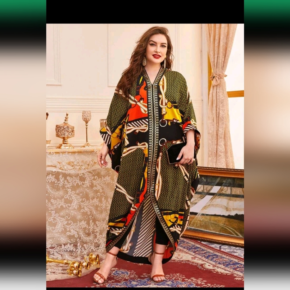 Shein multi print Kaftan